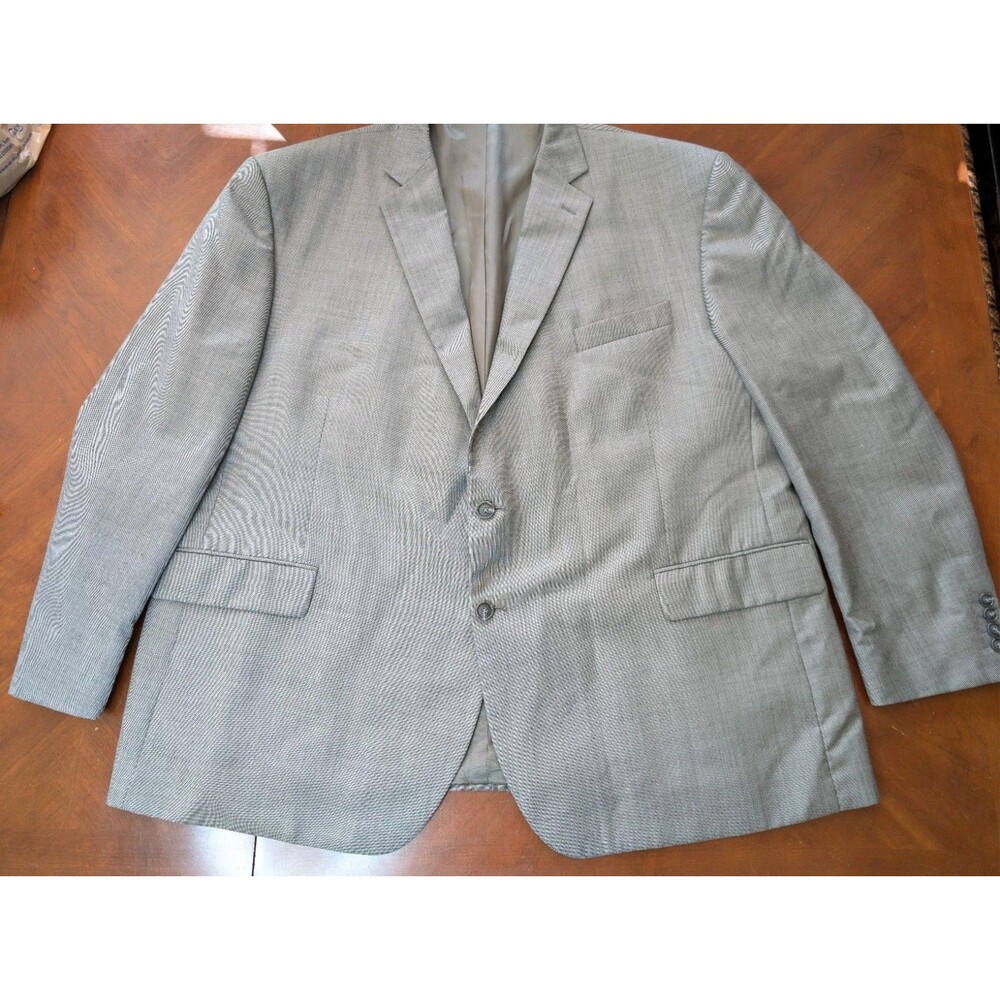 Stafford Travel Mens 54B Reg Suit Jacket Gray Sharkskin Big & Tall 2-Button